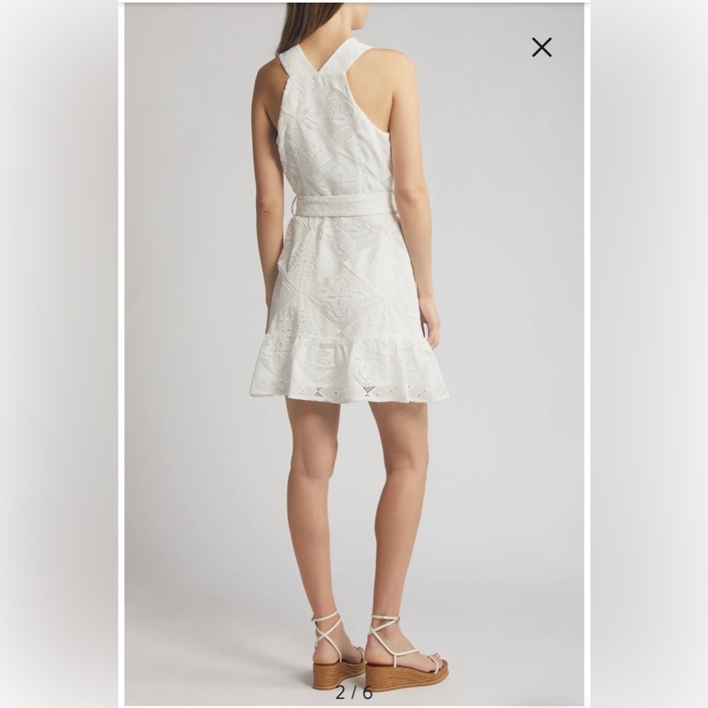 New CIEBON braylee lace eyelet belted sleeveless midi dress - Picture 2 of 8